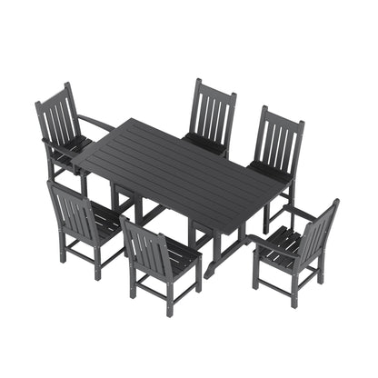 Polytrends Laguna Hdpe All Weather Outdoor Patio Dining Set with Rectangle Table, Side Chairs (7-Piece Set)