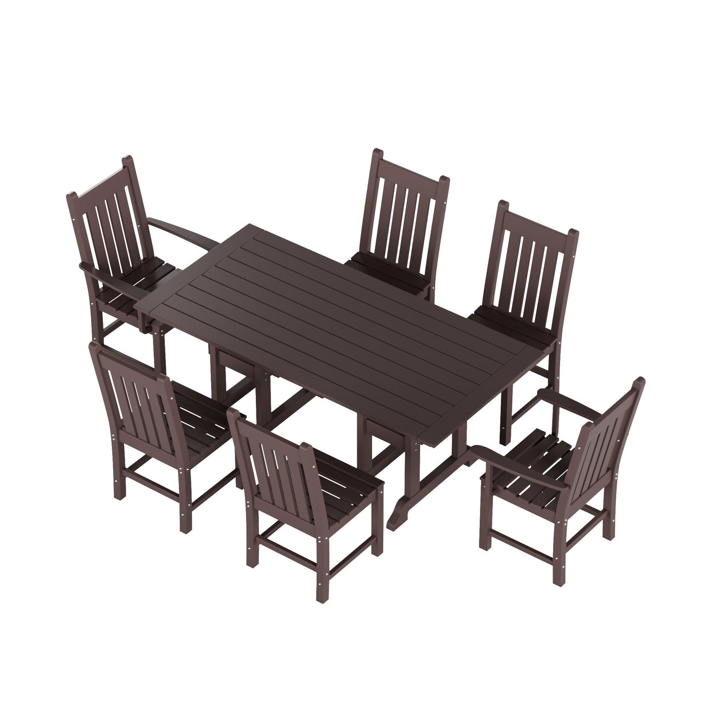 Polytrends Laguna Hdpe All Weather Outdoor Patio Dining Set with Rectangle Table, Side Chairs (7-Piece Set)