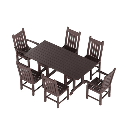 Polytrends Laguna Hdpe All Weather Outdoor Patio Dining Set with Rectangle Table, Side Chairs (7-Piece Set)