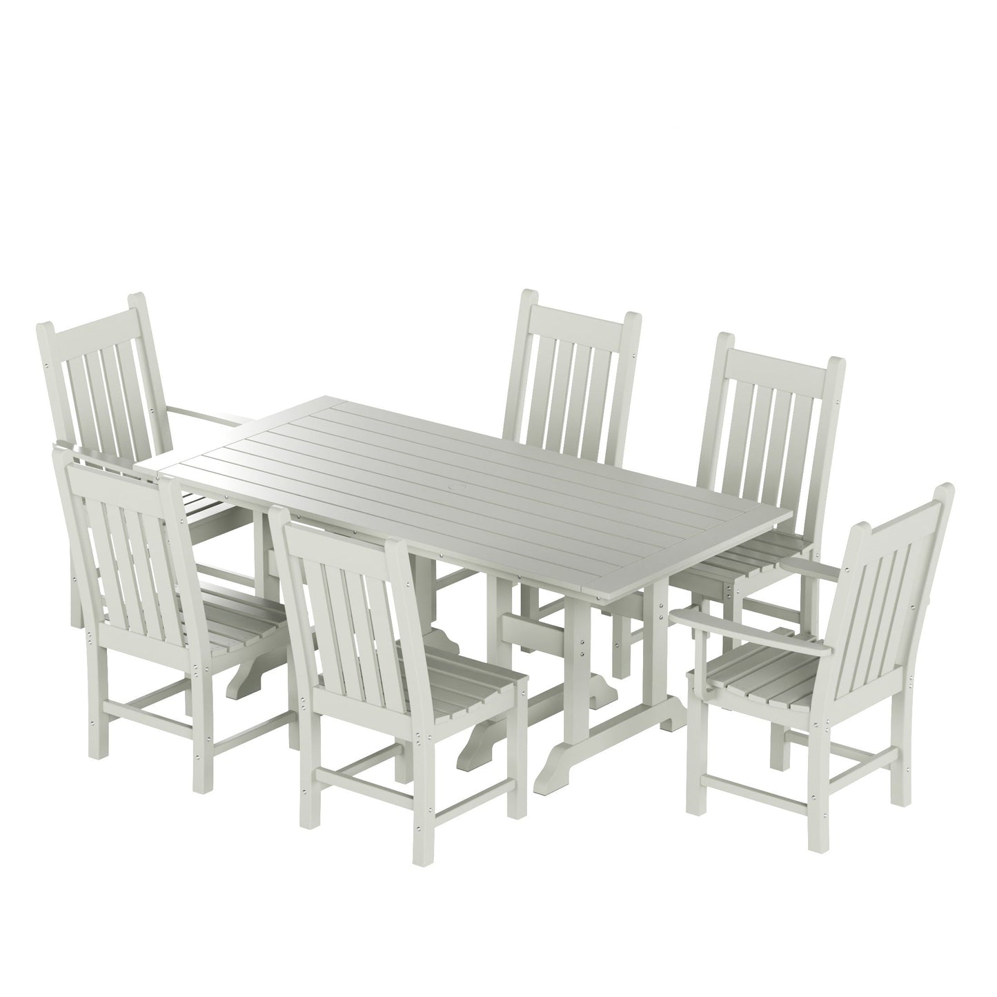 Polytrends Laguna Hdpe All Weather Outdoor Patio Dining Set with Rectangle Table, Side Chairs (7-Piece Set)