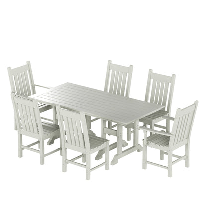 Polytrends Laguna Hdpe All Weather Outdoor Patio Dining Set with Rectangle Table, Side Chairs (7-Piece Set)