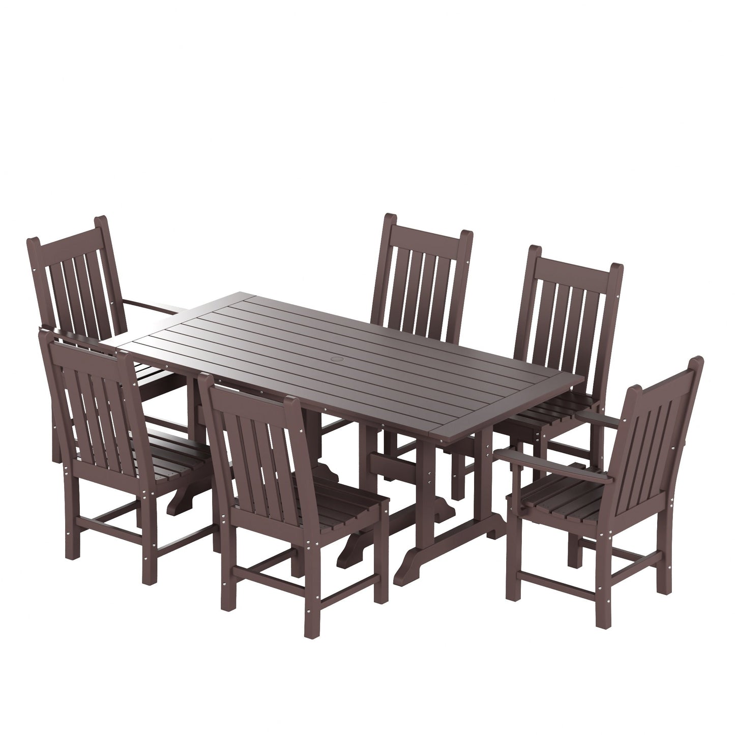 Polytrends Laguna Hdpe All Weather Outdoor Patio Dining Set with Rectangle Table, Side Chairs (7-Piece Set)