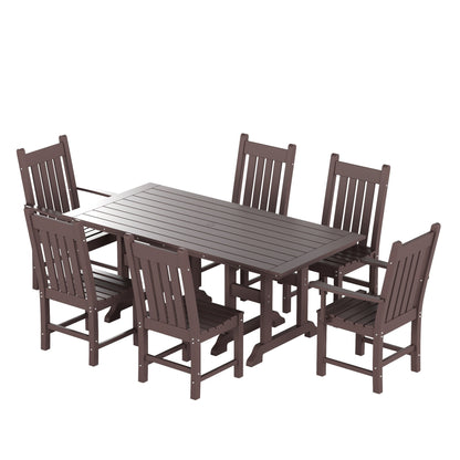 Polytrends Laguna Hdpe All Weather Outdoor Patio Dining Set with Rectangle Table, Side Chairs (7-Piece Set)