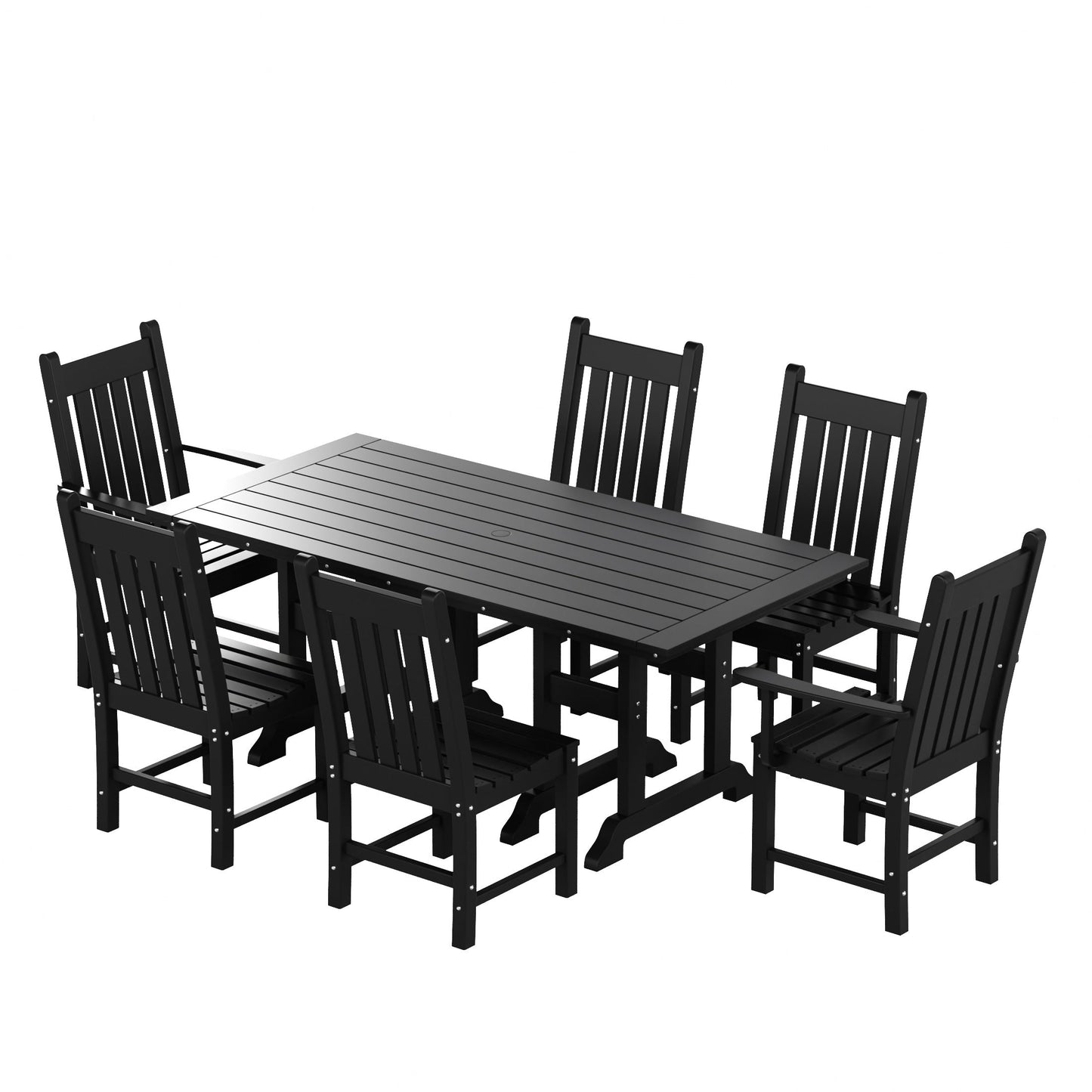 Polytrends Laguna Hdpe All Weather Outdoor Patio Dining Set with Rectangle Table, Side Chairs (7-Piece Set)