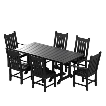 Polytrends Laguna Hdpe All Weather Outdoor Patio Dining Set with Rectangle Table, Side Chairs (7-Piece Set)