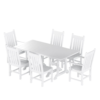 Polytrends Laguna Hdpe All Weather Outdoor Patio Dining Set with Rectangle Table, Side Chairs (7-Piece Set)
