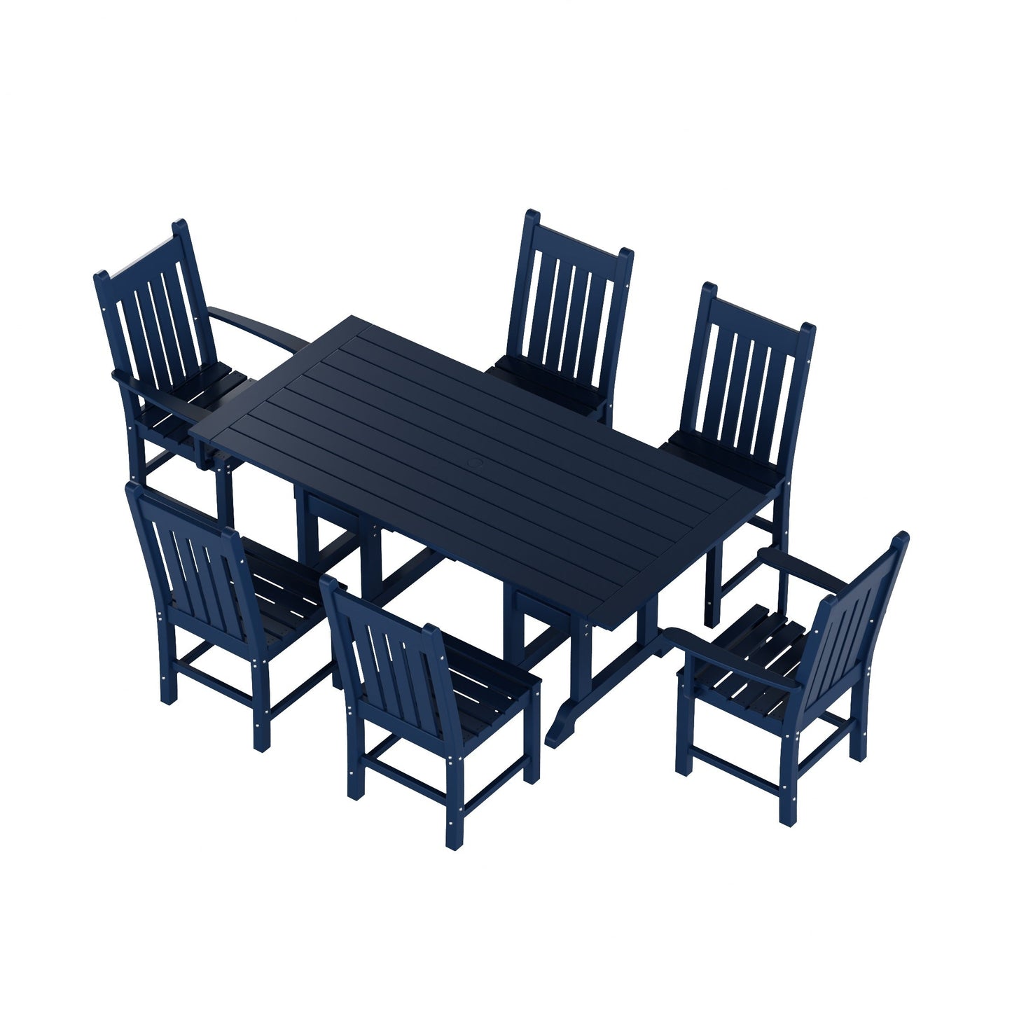 Polytrends Laguna Hdpe All Weather Outdoor Patio Dining Set with Rectangle Table, Side Chairs (7-Piece Set)