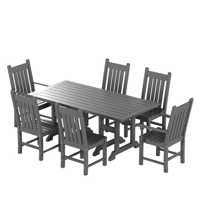 Polytrends Laguna Hdpe All Weather Outdoor Patio Dining Set with Rectangle Table, Side Chairs (7-Piece Set)