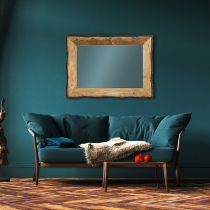 Lamont River of Goods Rectangular Brown and Tan Wood and Glass Wall Mirror - 39 x 1.25 x 28