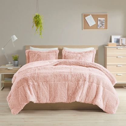 Intelligent Design Leena Shaggy Long Fur Comforter Mini Set