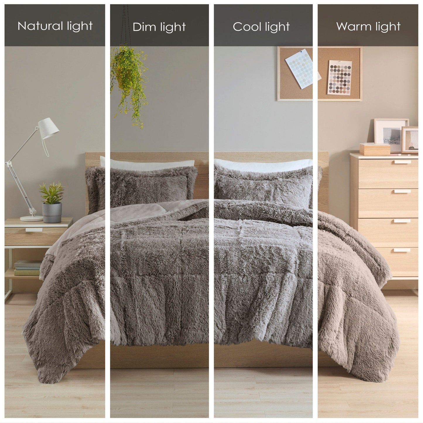 Intelligent Design Leena Shaggy Long Fur Comforter Mini Set