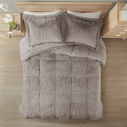 Intelligent Design Leena Shaggy Long Fur Comforter Mini Set