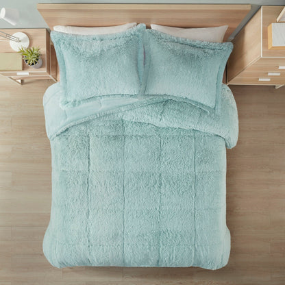 Intelligent Design Leena Shaggy Long Fur Comforter Mini Set