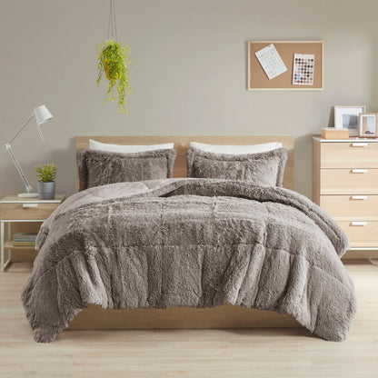 Intelligent Design Leena Shaggy Long Fur Comforter Mini Set