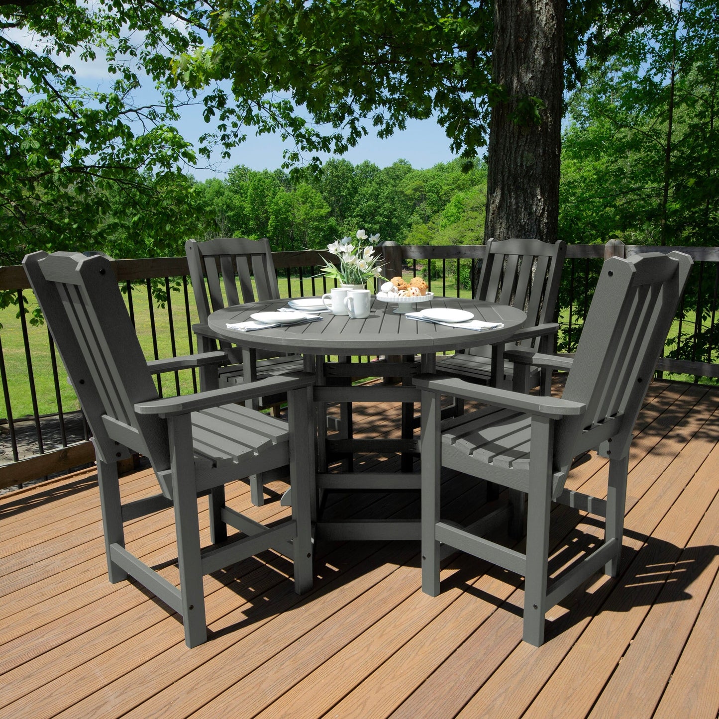Lehigh 5-piece Outdoor Dining Set - 48 Round Table, Counter-height