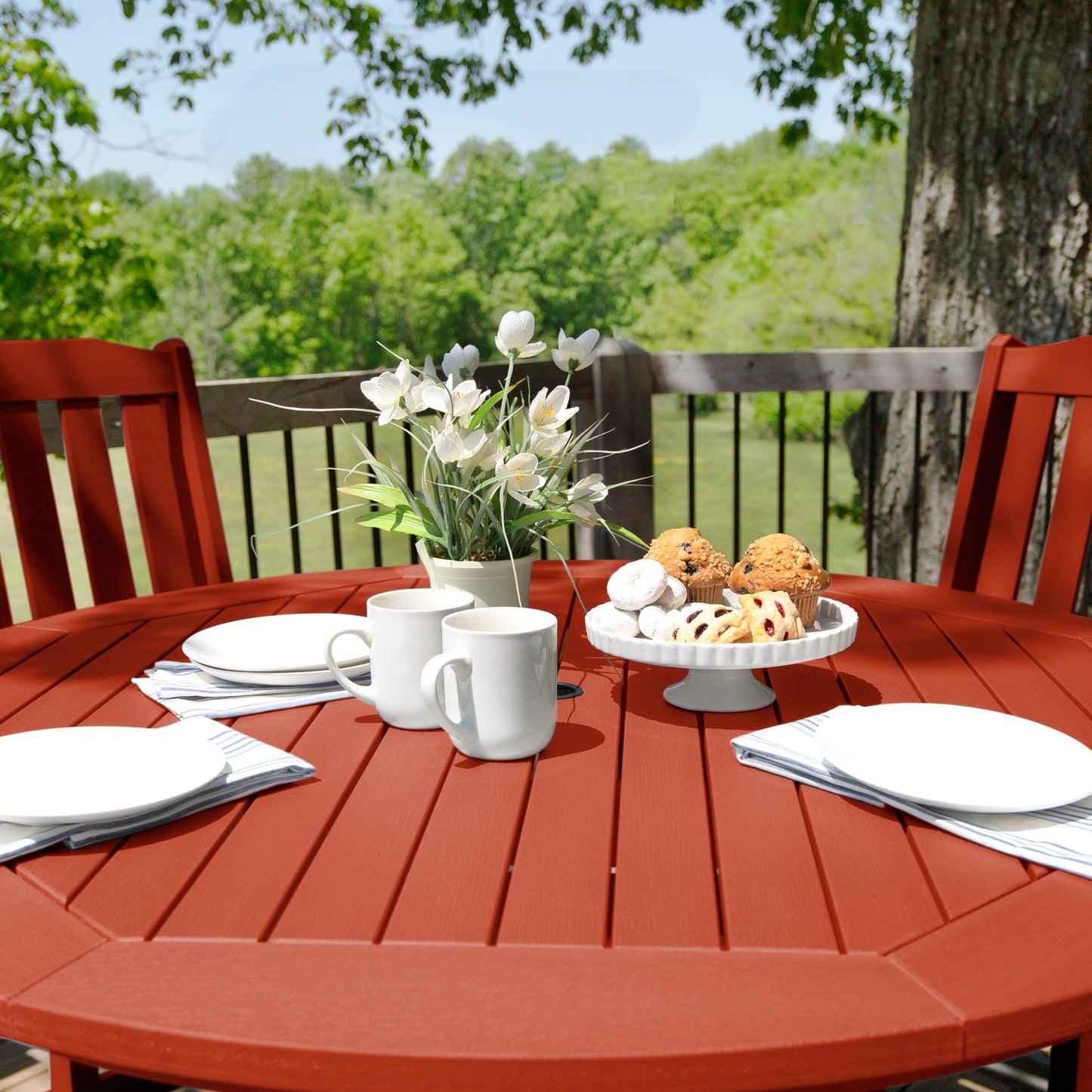 Lehigh 5-piece Outdoor Dining Set - 48 Round Table, Counter-height
