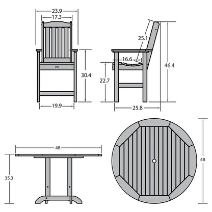 Lehigh 5-piece Outdoor Dining Set - 48 Round Table, Counter-height