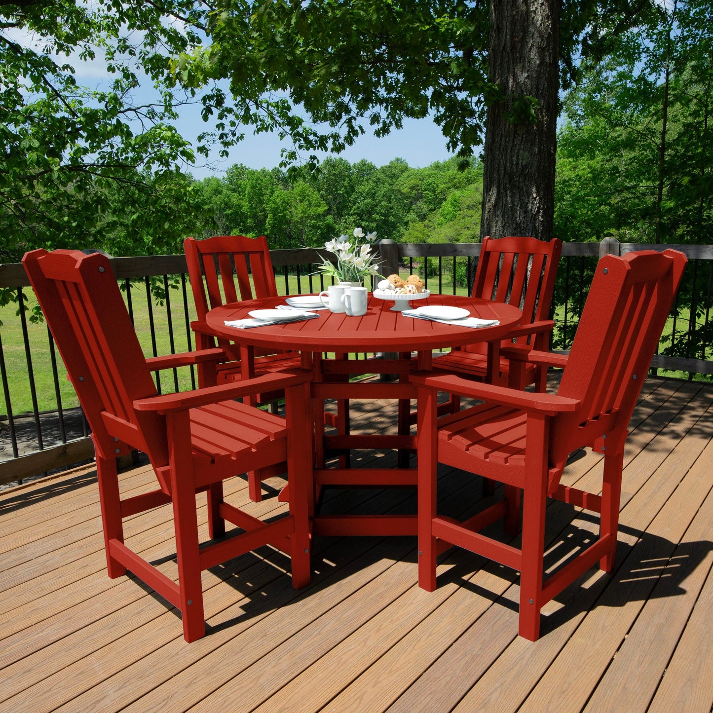 Lehigh 5-piece Outdoor Dining Set - 48 Round Table, Counter-height