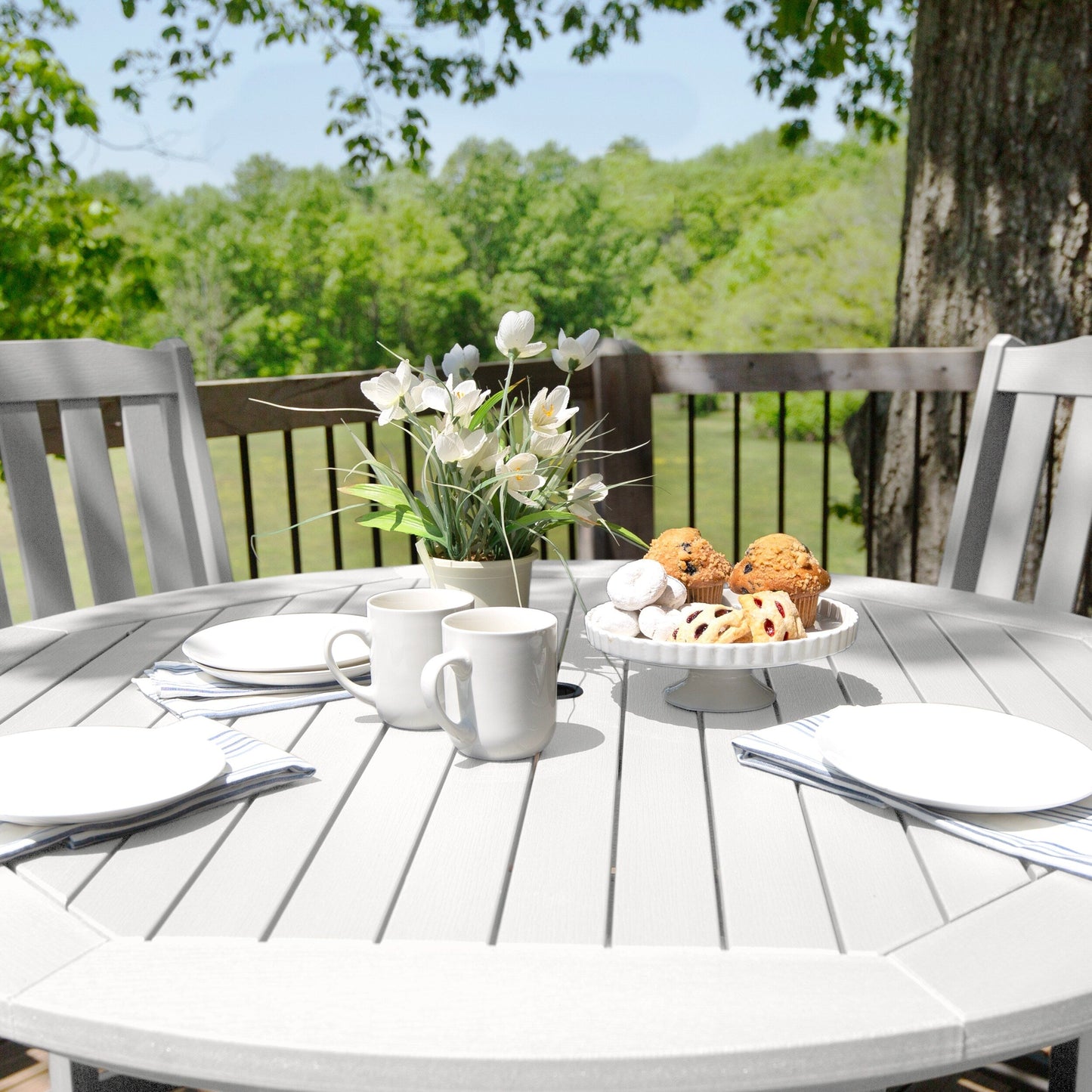 Lehigh 5-piece Outdoor Dining Set - 48 Round Table, Counter-height