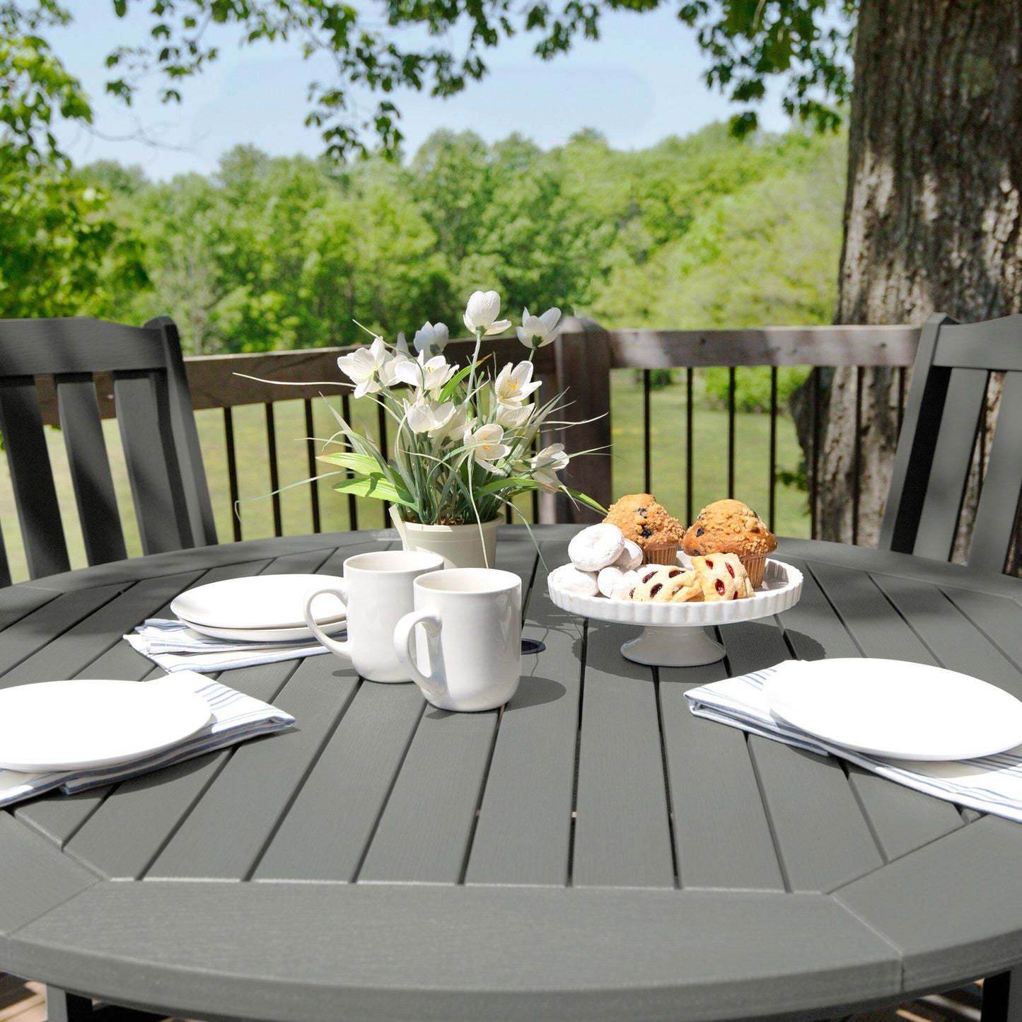 Lehigh 5-piece Outdoor Dining Set - 48 Round Table, Counter-height