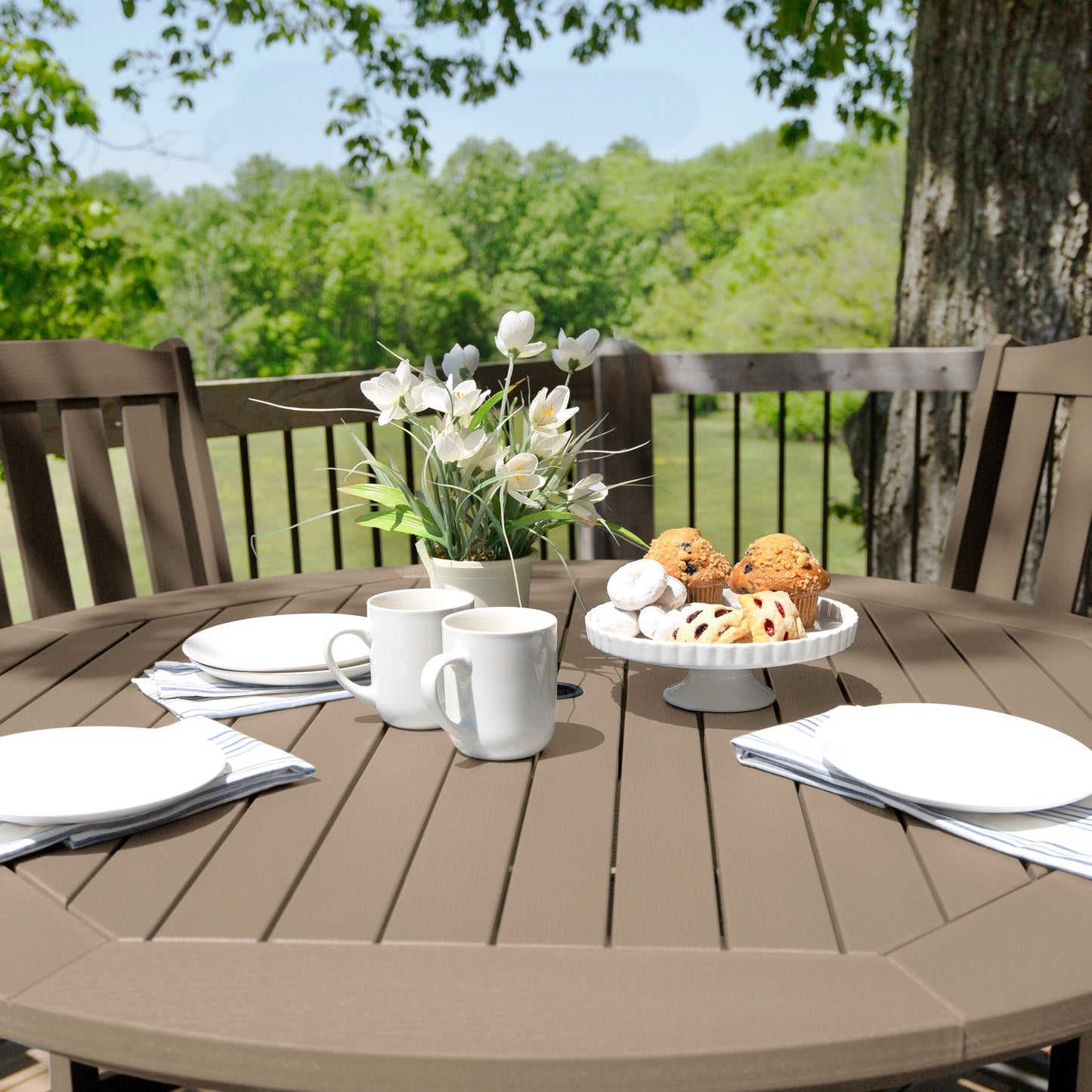 Lehigh 5-piece Outdoor Dining Set - 48 Round Table, Counter-height