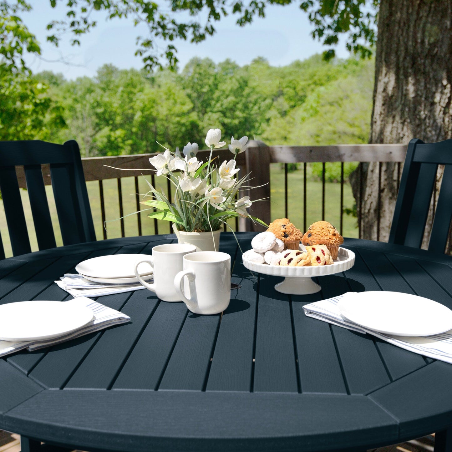 Lehigh 5-piece Outdoor Dining Set - 48 Round Table, Counter-height