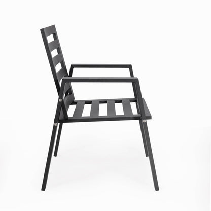 9-Piece Outdoor Dining Set in Black Aluminum Chelsea Series by LeisureMod