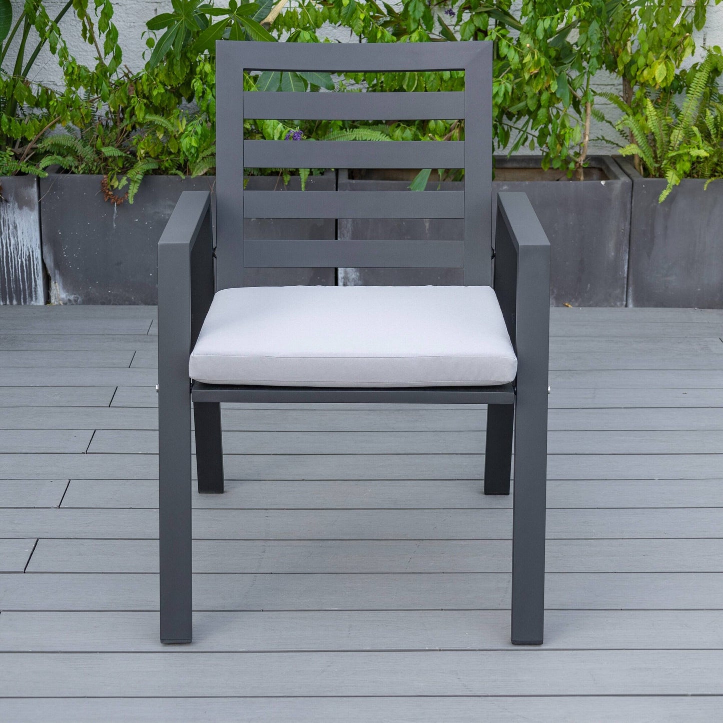 9-Piece Outdoor Dining Set in Black Aluminum Chelsea Series by LeisureMod