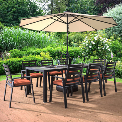 9-Piece Outdoor Dining Set in Black Aluminum Chelsea Series by LeisureMod