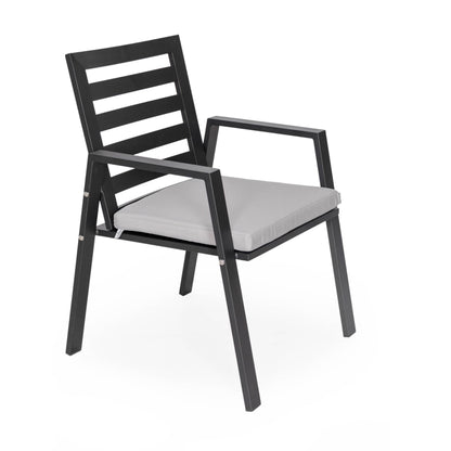 9-Piece Outdoor Dining Set in Black Aluminum Chelsea Series by LeisureMod