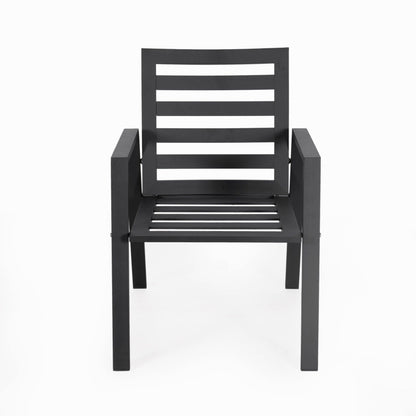 9-Piece Outdoor Dining Set in Black Aluminum Chelsea Series by LeisureMod