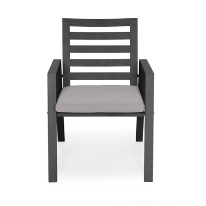 9-Piece Outdoor Dining Set in Black Aluminum Chelsea Series by LeisureMod