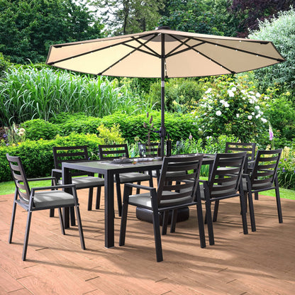 9-Piece Outdoor Dining Set in Black Aluminum Chelsea Series by LeisureMod