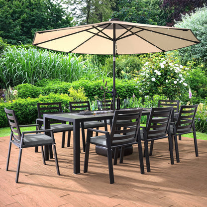 9-Piece Outdoor Dining Set in Black Aluminum Chelsea Series by LeisureMod