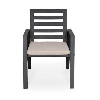 9-Piece Outdoor Dining Set in Black Aluminum Chelsea Series by LeisureMod