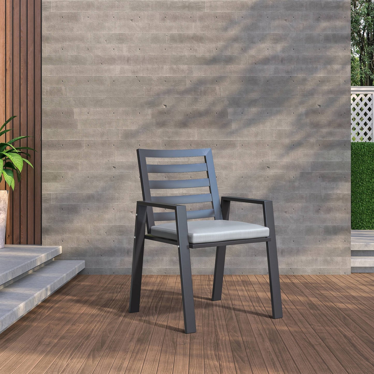 9-Piece Outdoor Dining Set in Black Aluminum Chelsea Series by LeisureMod