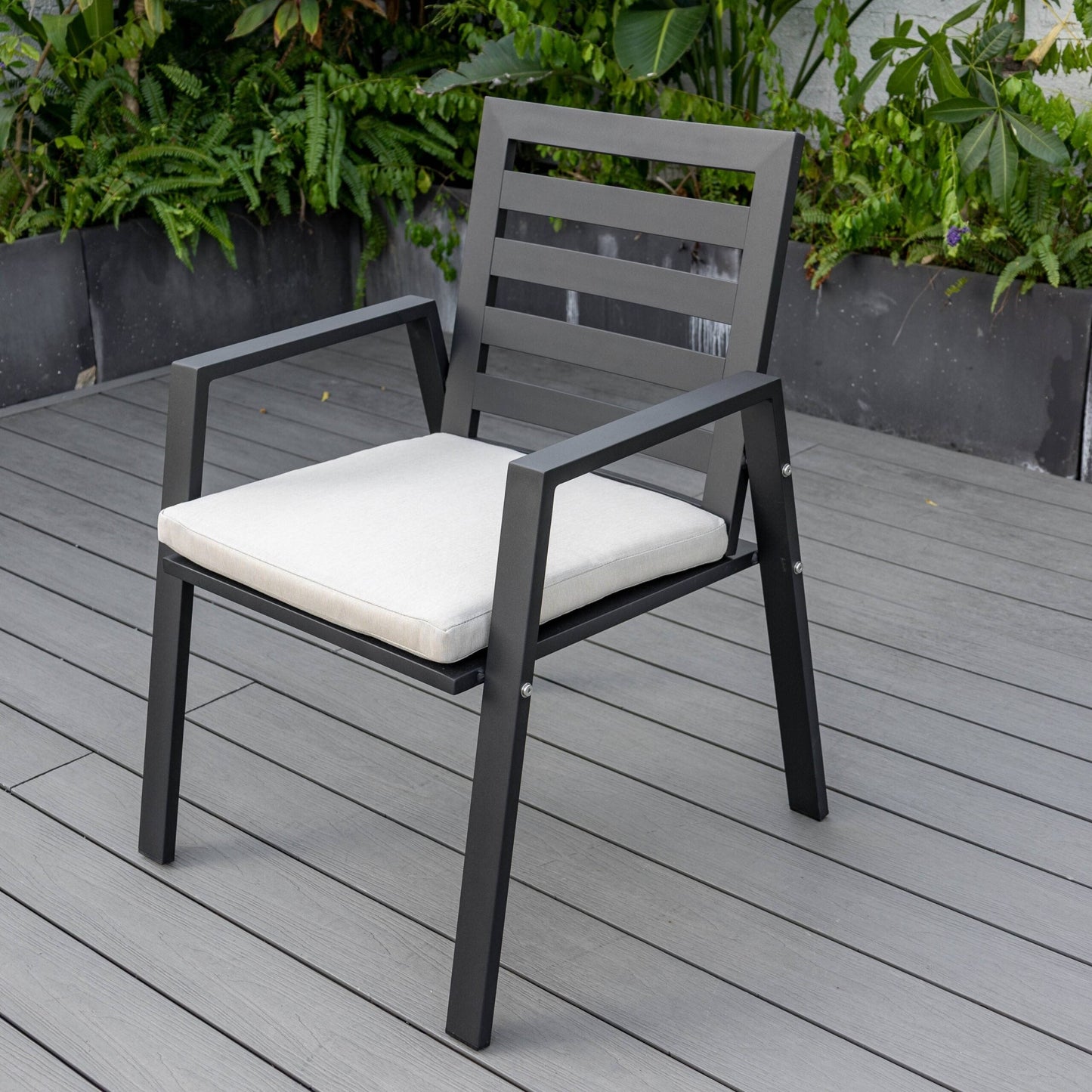 9-Piece Outdoor Dining Set in Black Aluminum Chelsea Series by LeisureMod