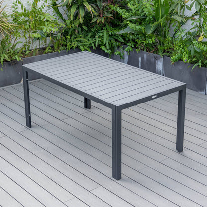 9-Piece Outdoor Dining Set in Black Aluminum Chelsea Series by LeisureMod