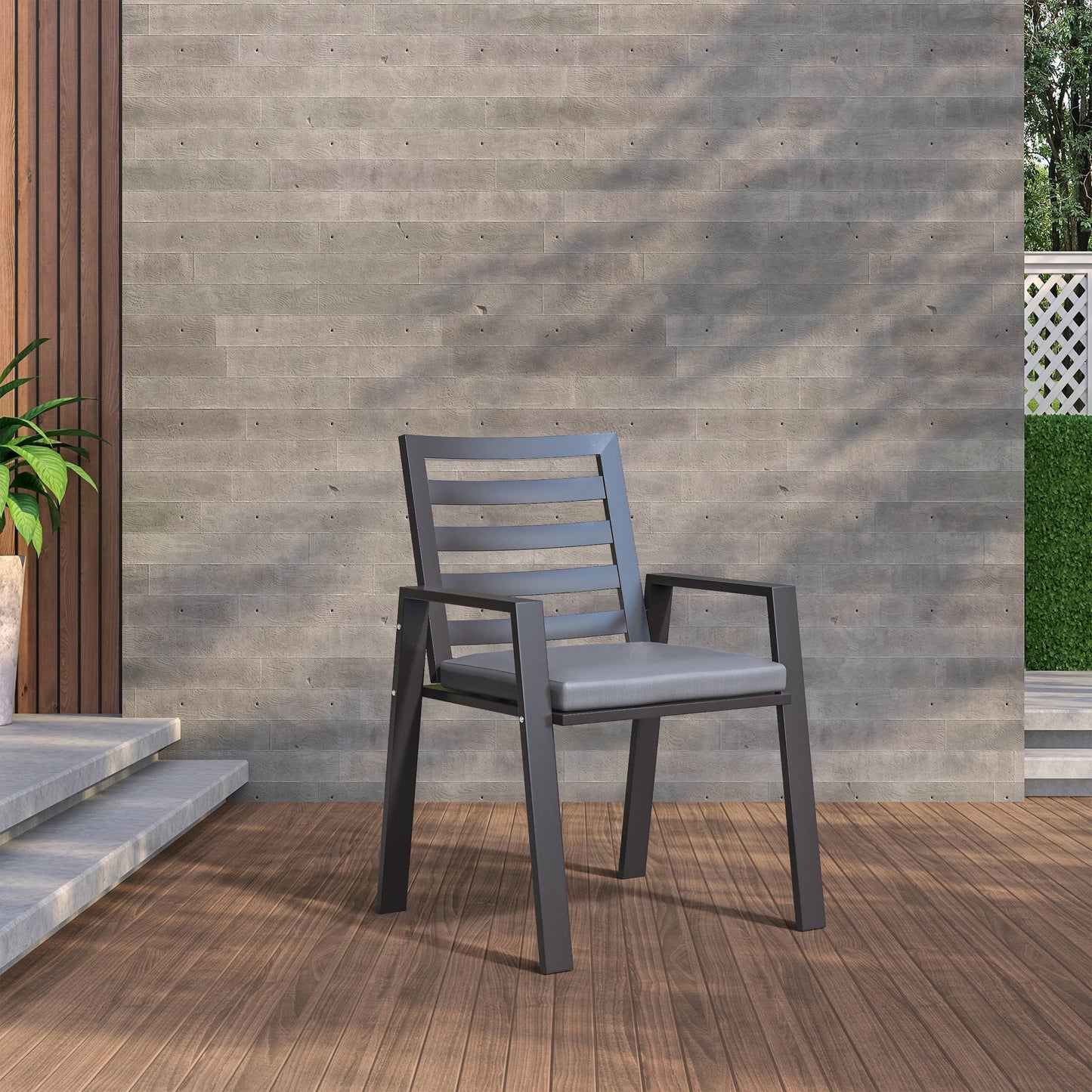 9-Piece Outdoor Dining Set in Black Aluminum Chelsea Series by LeisureMod