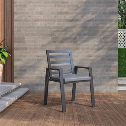 9-Piece Outdoor Dining Set in Black Aluminum Chelsea Series by LeisureMod