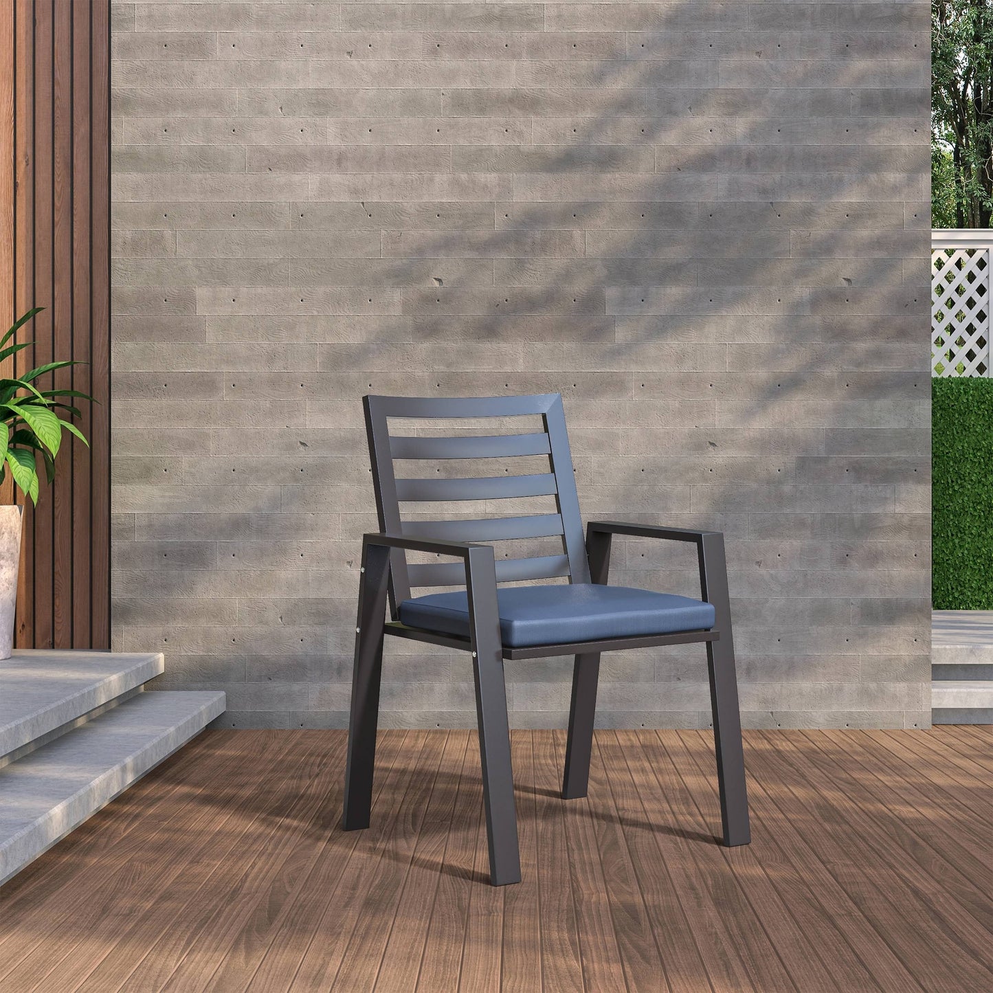9-Piece Outdoor Dining Set in Black Aluminum Chelsea Series by LeisureMod