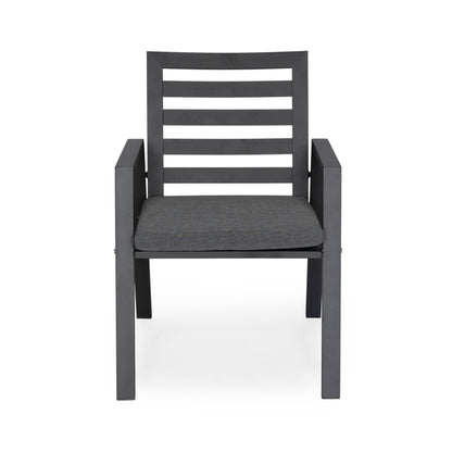 9-Piece Outdoor Dining Set in Black Aluminum Chelsea Series by LeisureMod
