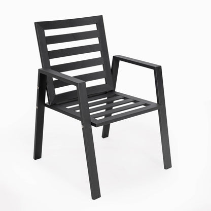 9-Piece Outdoor Dining Set in Black Aluminum Chelsea Series by LeisureMod