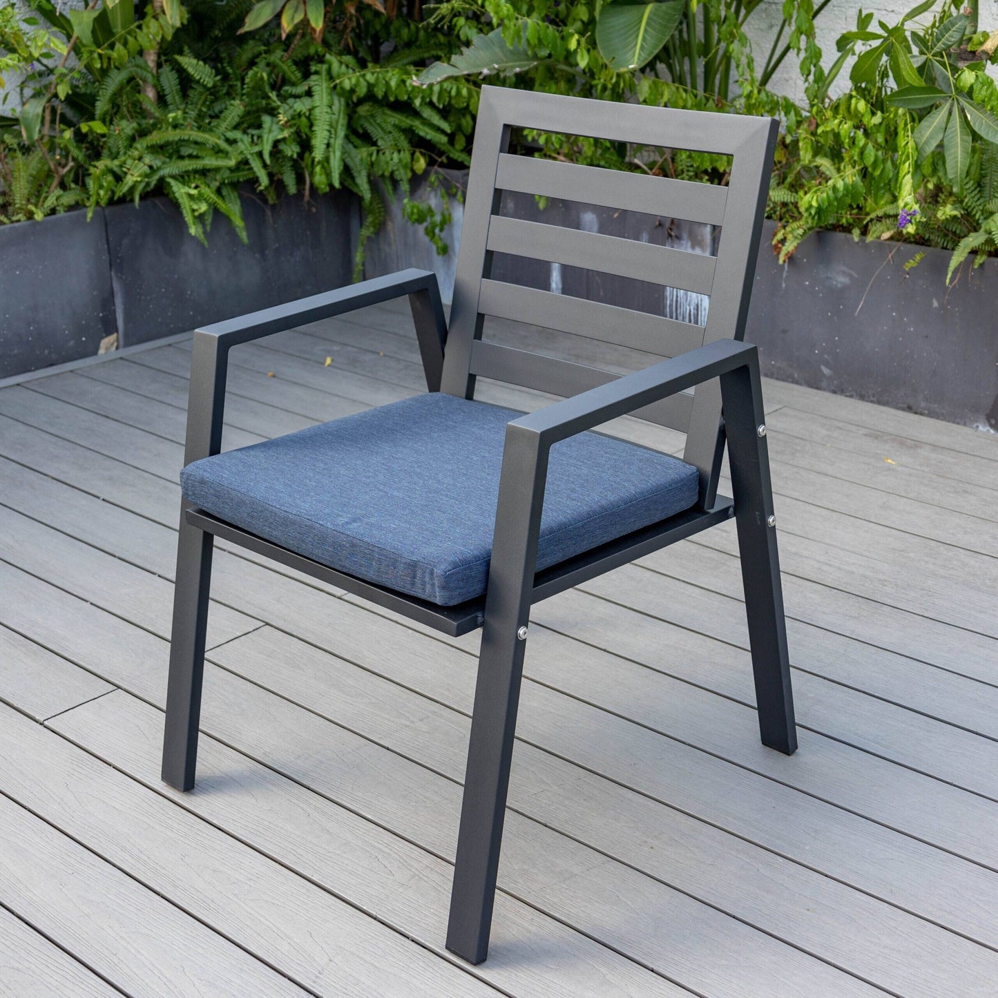 9-Piece Outdoor Dining Set in Black Aluminum Chelsea Series by LeisureMod
