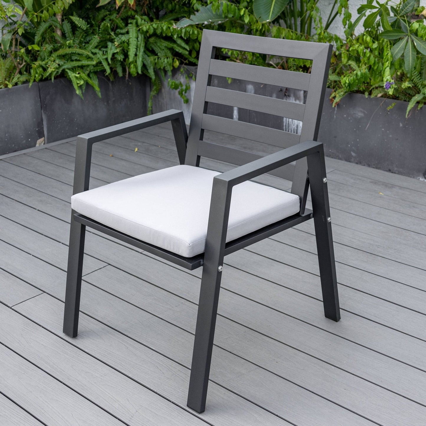 9-Piece Outdoor Dining Set in Black Aluminum Chelsea Series by LeisureMod