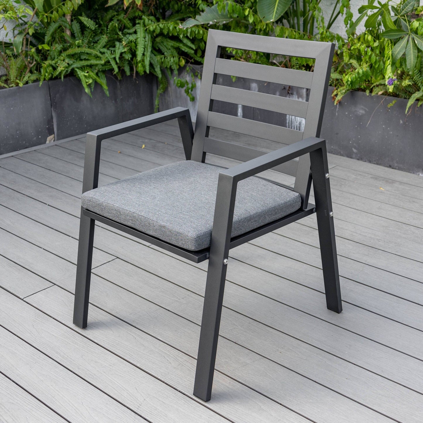 9-Piece Outdoor Dining Set in Black Aluminum Chelsea Series by LeisureMod