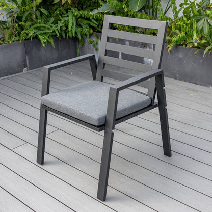 9-Piece Outdoor Dining Set in Black Aluminum Chelsea Series by LeisureMod