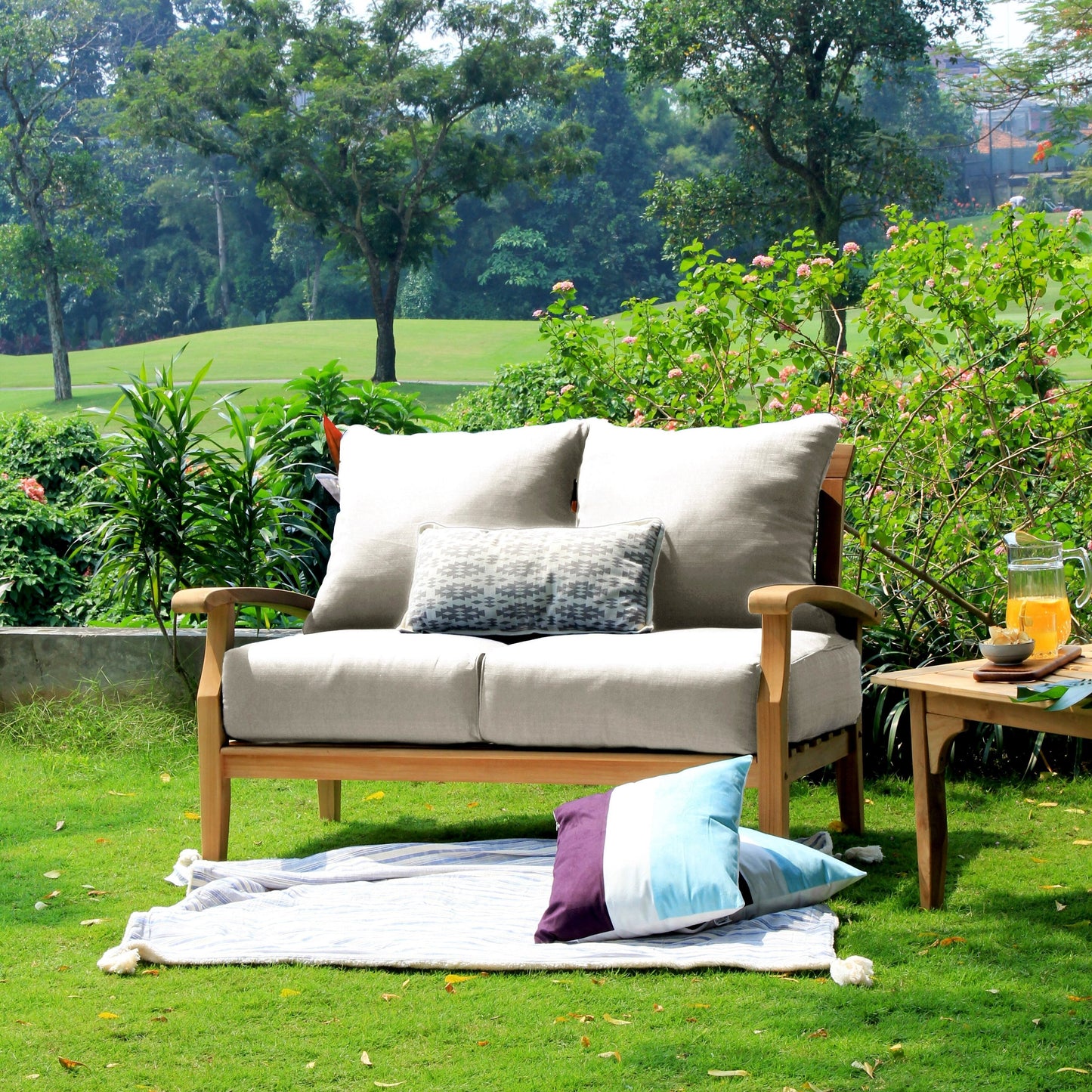 Cambridge Casual Leon 7-piece Teak Patio Conversation Set