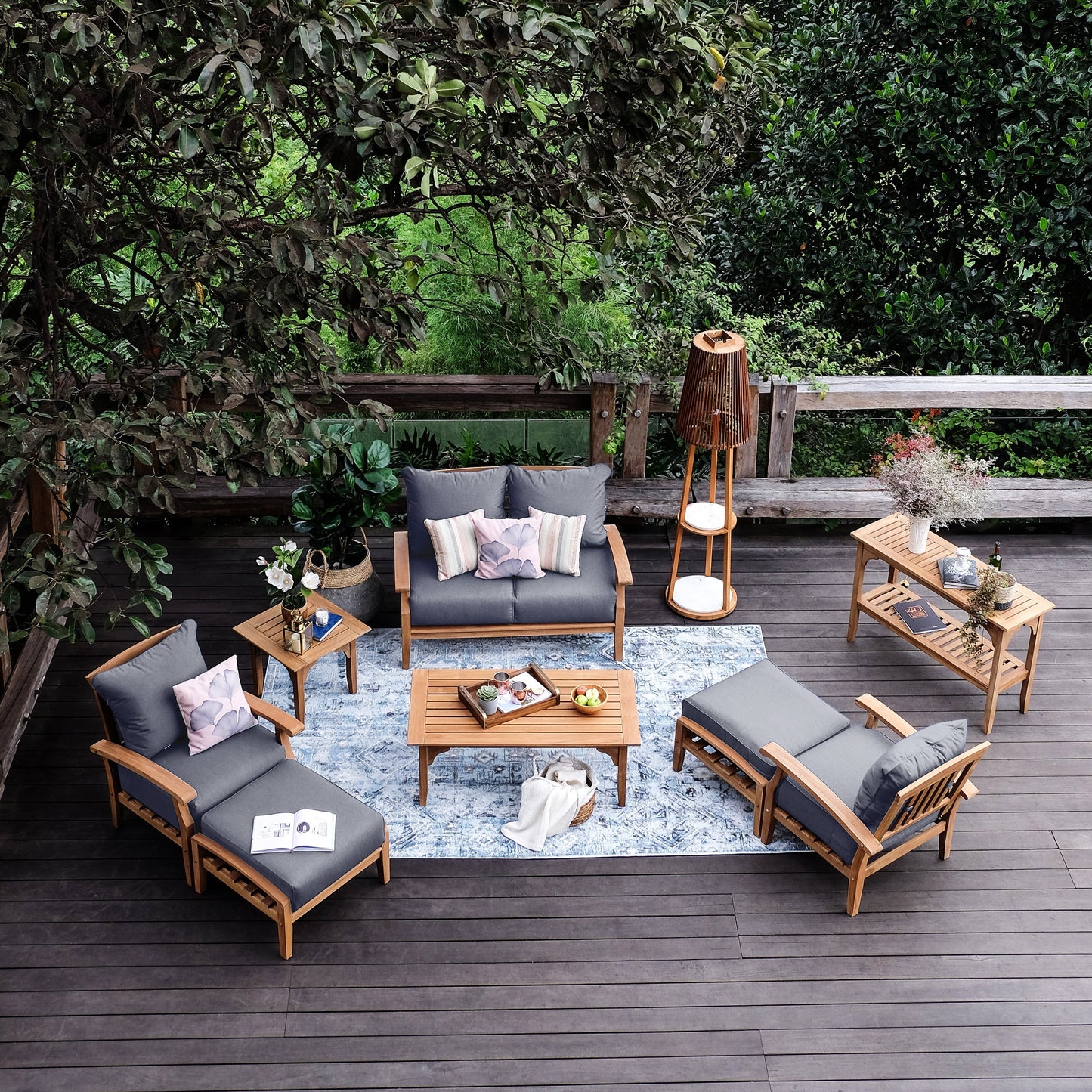 Cambridge Casual Leon 7-piece Teak Patio Conversation Set