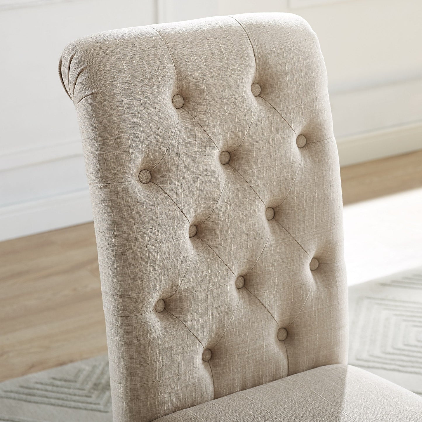 Roundhill Furniture Leviton Solid Wood Tufted Dining Chair (Set of 2)